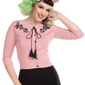 Collectif Charlene Pink Cardigan Sweater